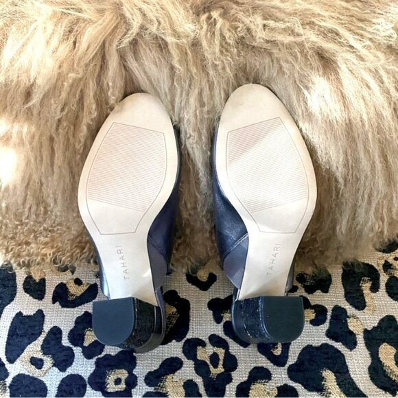 TAHARI Leather glitter heel mules - NWOB! - Picture 7 of 10